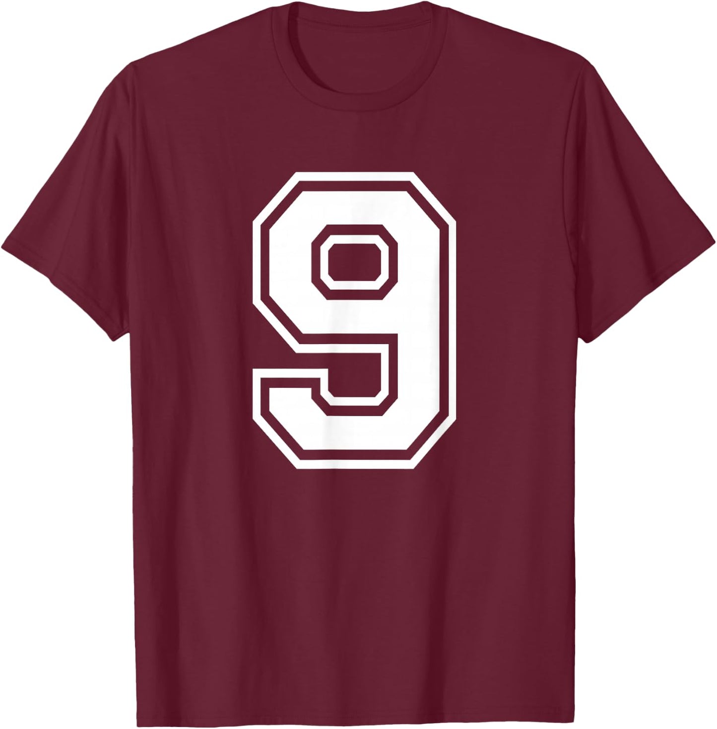 Number 9 Birthday Gift Sports Player Team Numbered Jersey T-Shirt - T-Shirt | Maroon