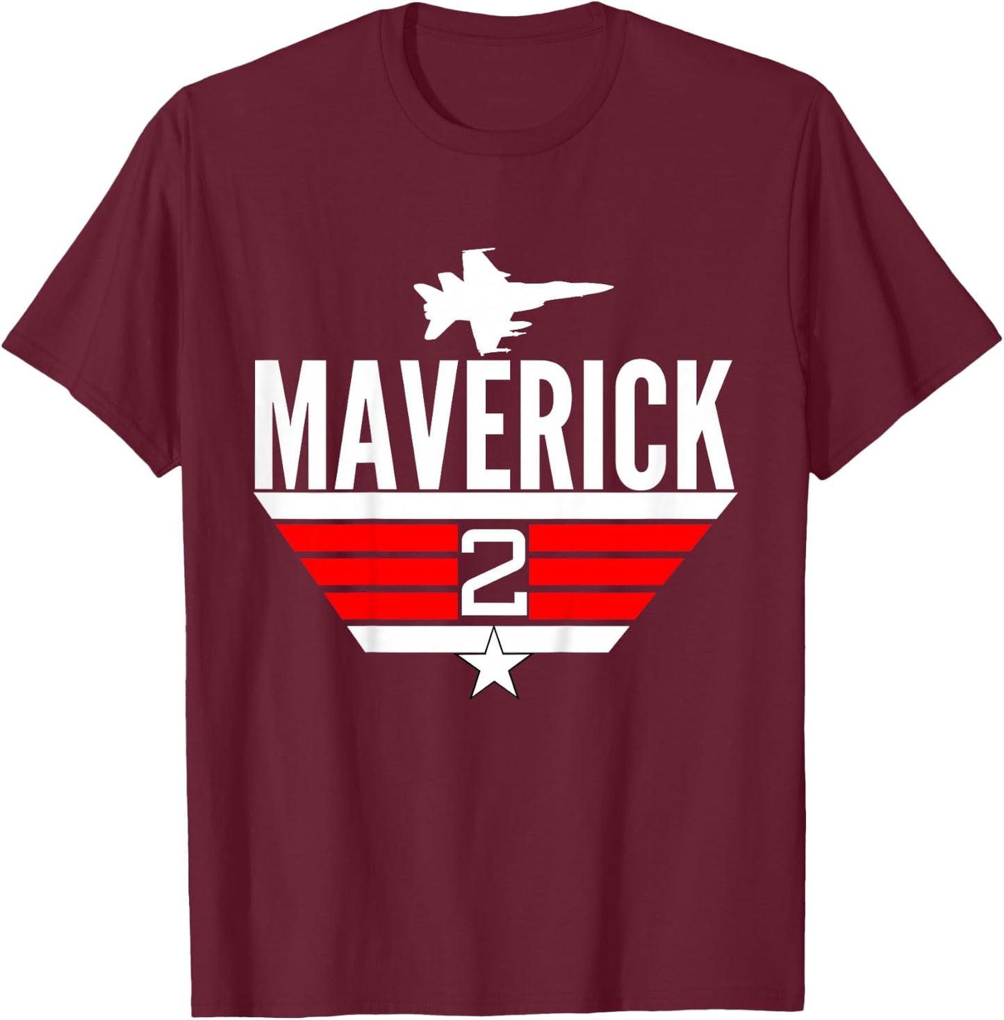 2 Year Old Top Maverick Jet Birthday Party Theme Shirt T-Shirt - T-Shirt | Maroon