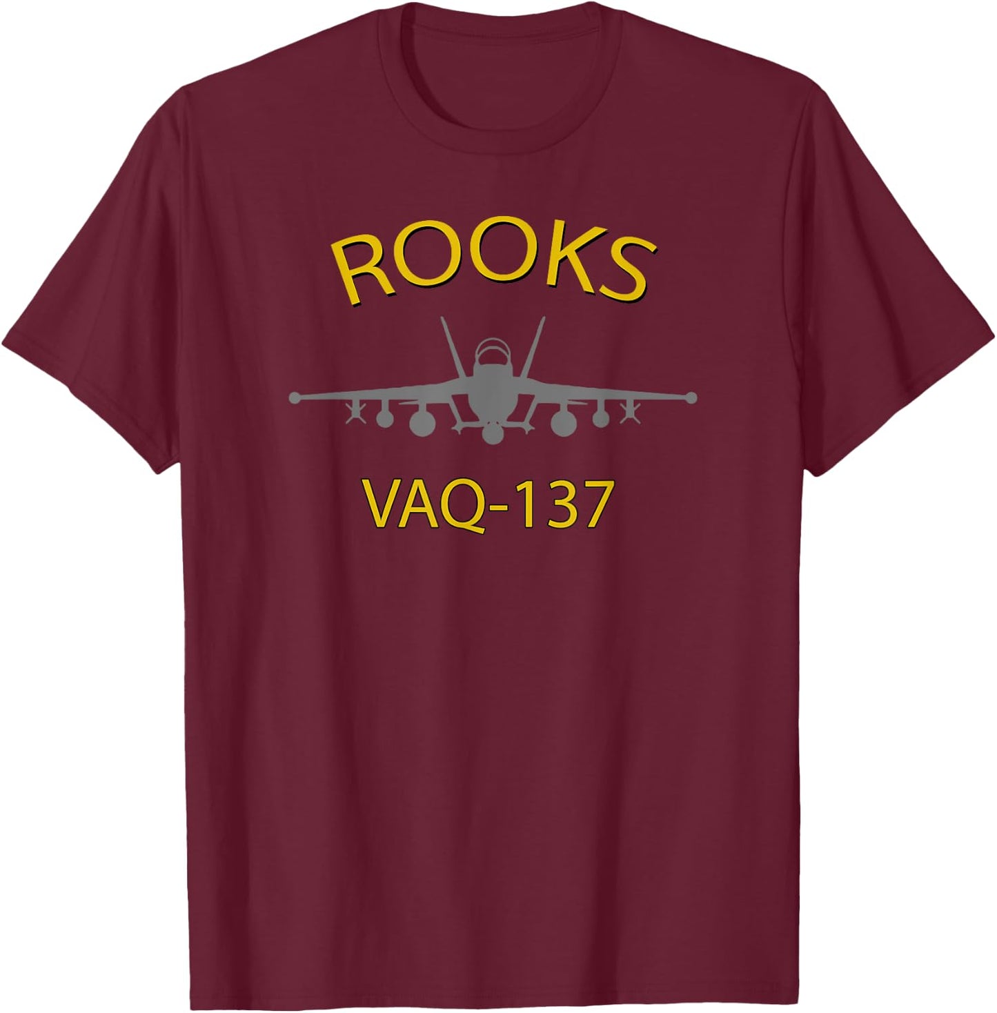 VAQ-137 "Rooks" EA-18 Growler Jet Squadron T-Shirt - T-Shirt | Maroon