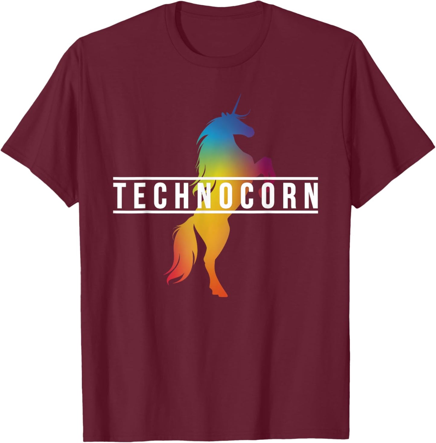 Dj I Technocorn I Techno Raver Music Festival Unicorn T-Shirt - T-Shirt | Maroon