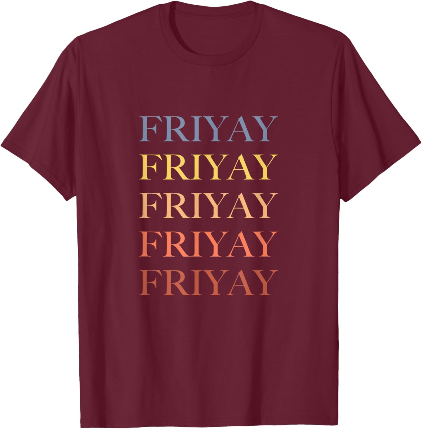 FRIYAY Retro Rainbow T-Shirt - T-Shirt | Maroon