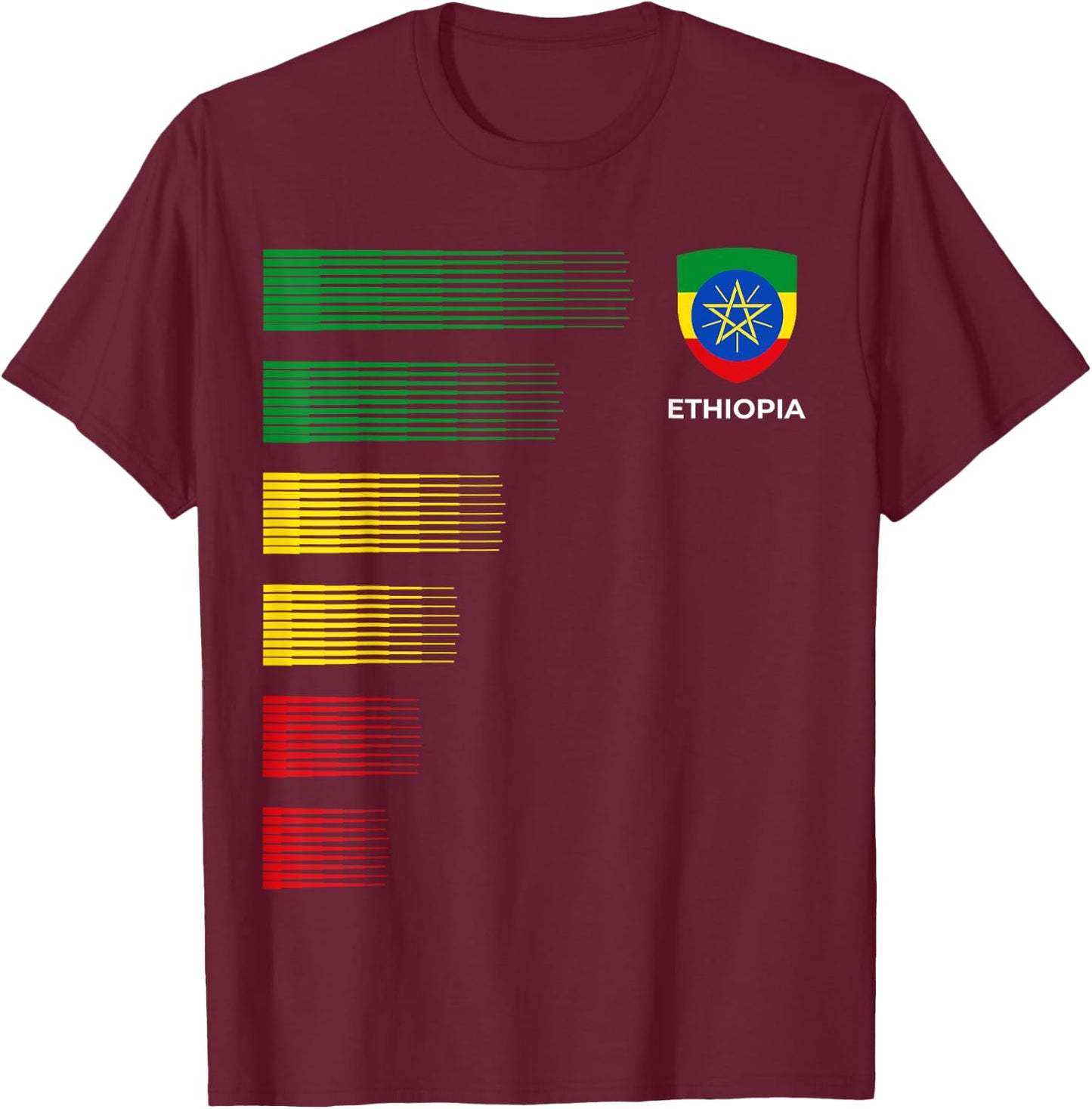 Ethiopia Flag Emblem Patriotic Ethiopian National Pride T-Shirt - T-Shirt | Maroon