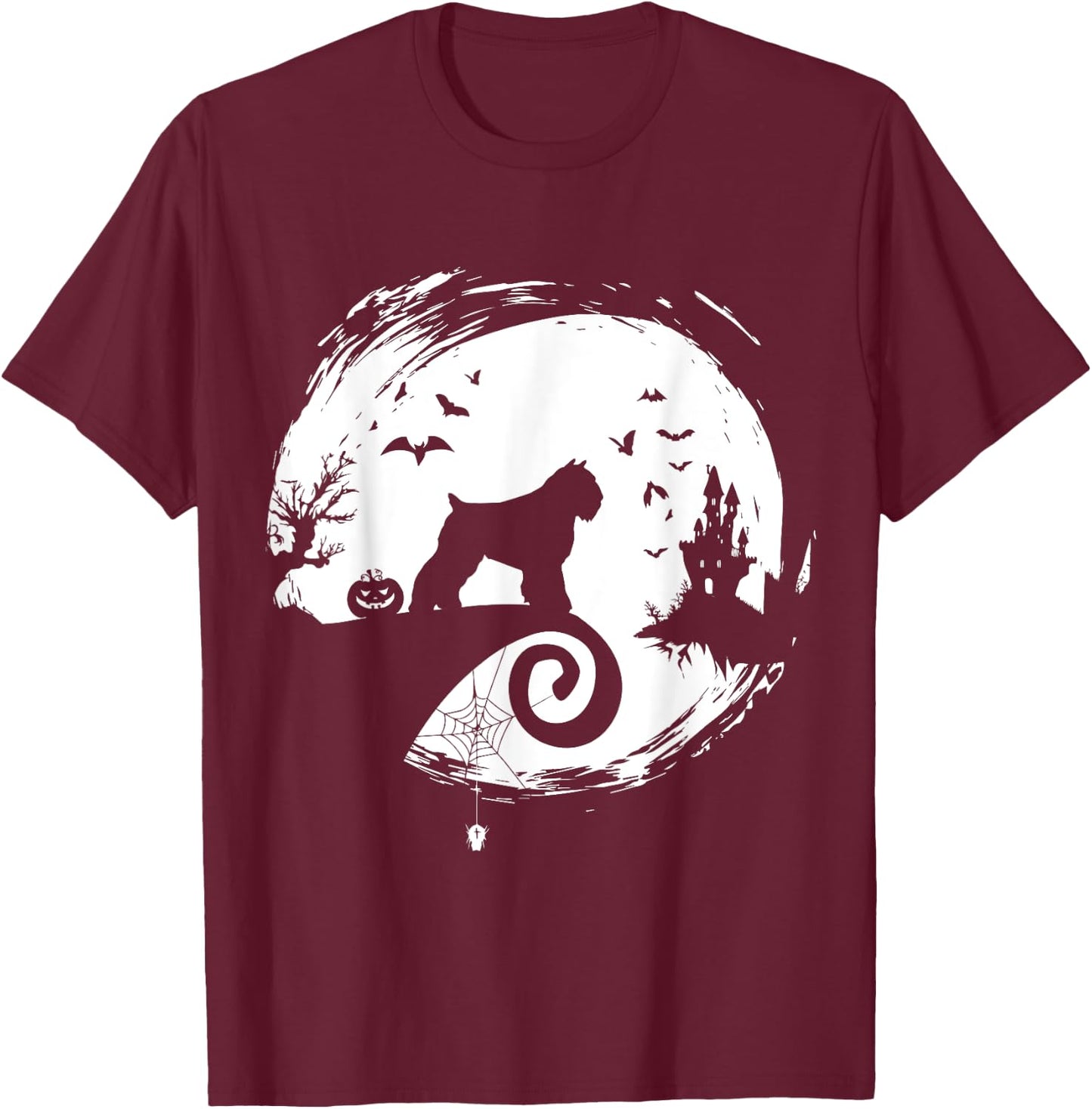 Bouvier des Flandres Halloween Costume Moon Silhouette T-Shirt - T-Shirt | Maroon