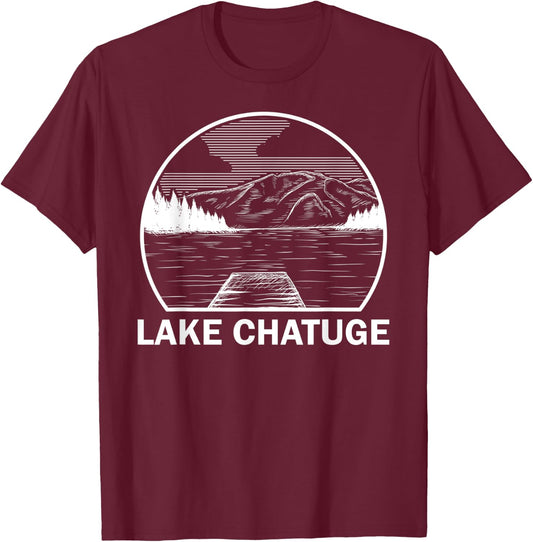 LAKE CHATUGE GEORGIA Funny Fishing Camping Summer Gift T-Shirt - T-Shirt | Maroon