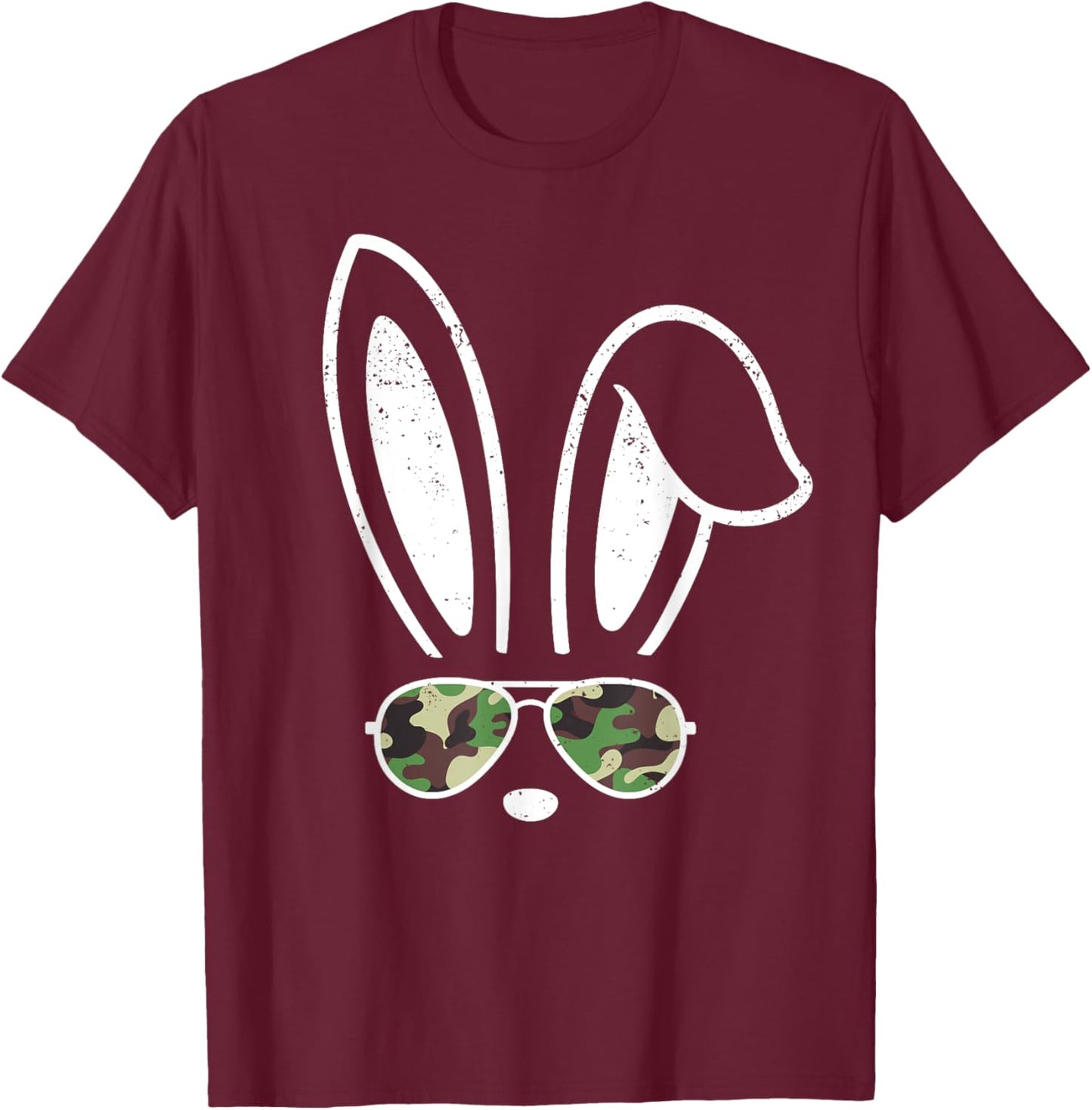 Bunny Ears Retro Sunglasses Funny Easter Camo Camouflage T-Shirt - T-Shirt | Maroon