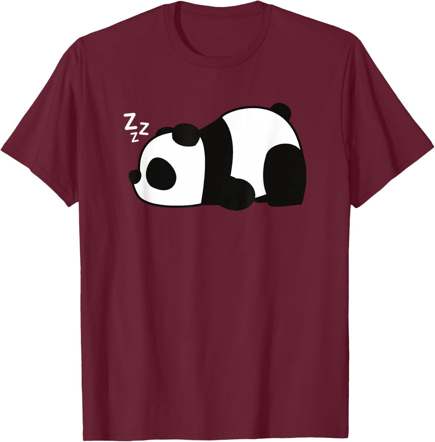 Funny Lazy Panda Bear Sleeping Grumpy Cute Animal Meme T-Shirt - T-Shirt | Maroon