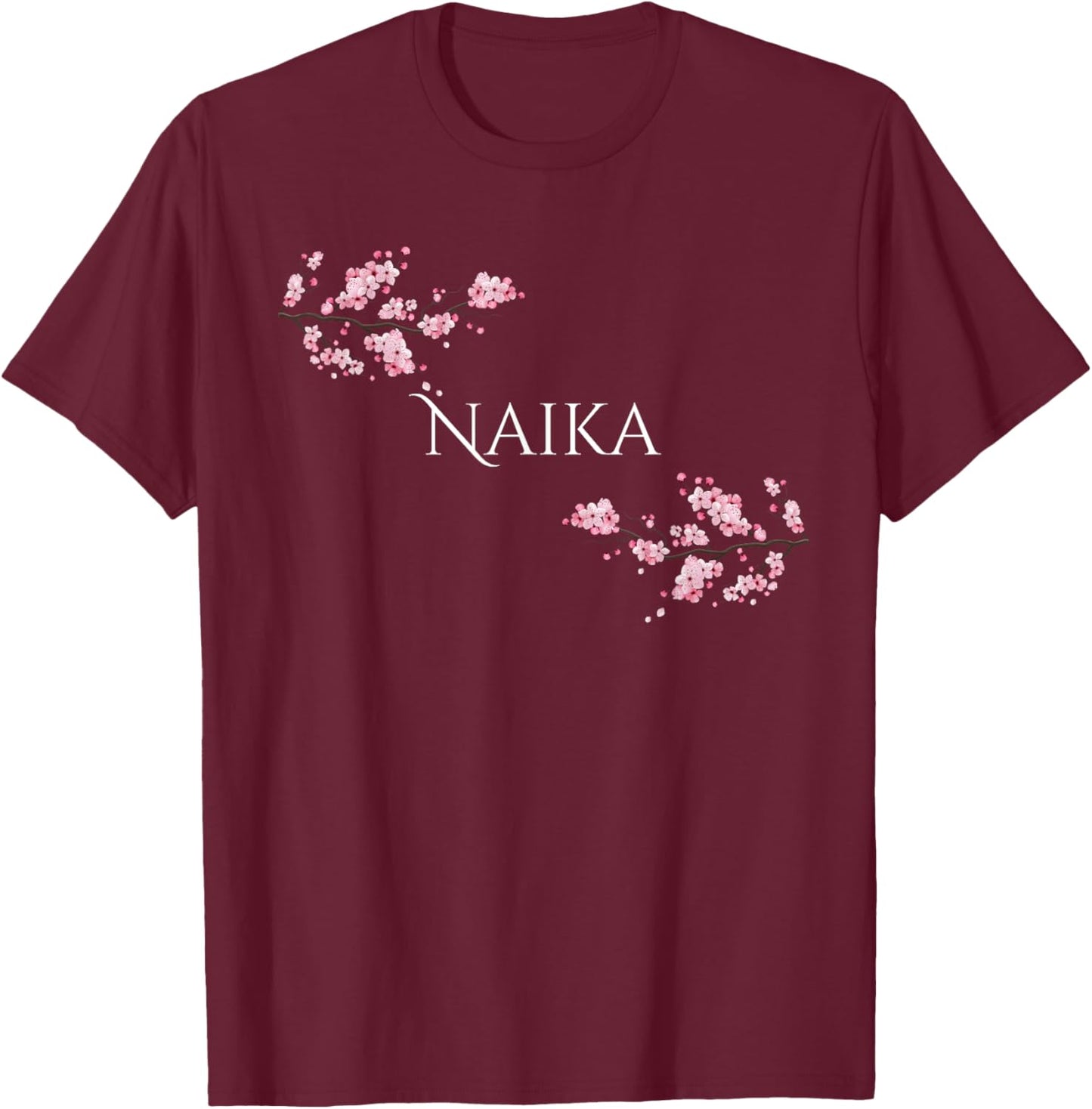 Naika name with blossom branches T-Shirt - T-Shirt | Maroon