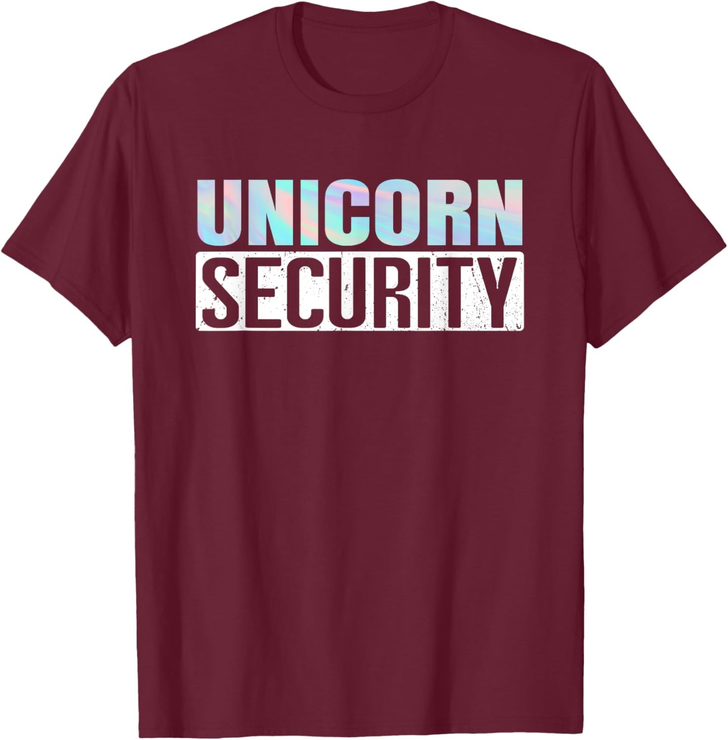 Funny Parents Halloween Store Halloween Adult Unicorn Security Black Small Classic Fit Short Sleeve Cotton 60% Polyester 40% Family (Dad, Mom, Daughter) T-Shirt - T-Shirt | Maroon