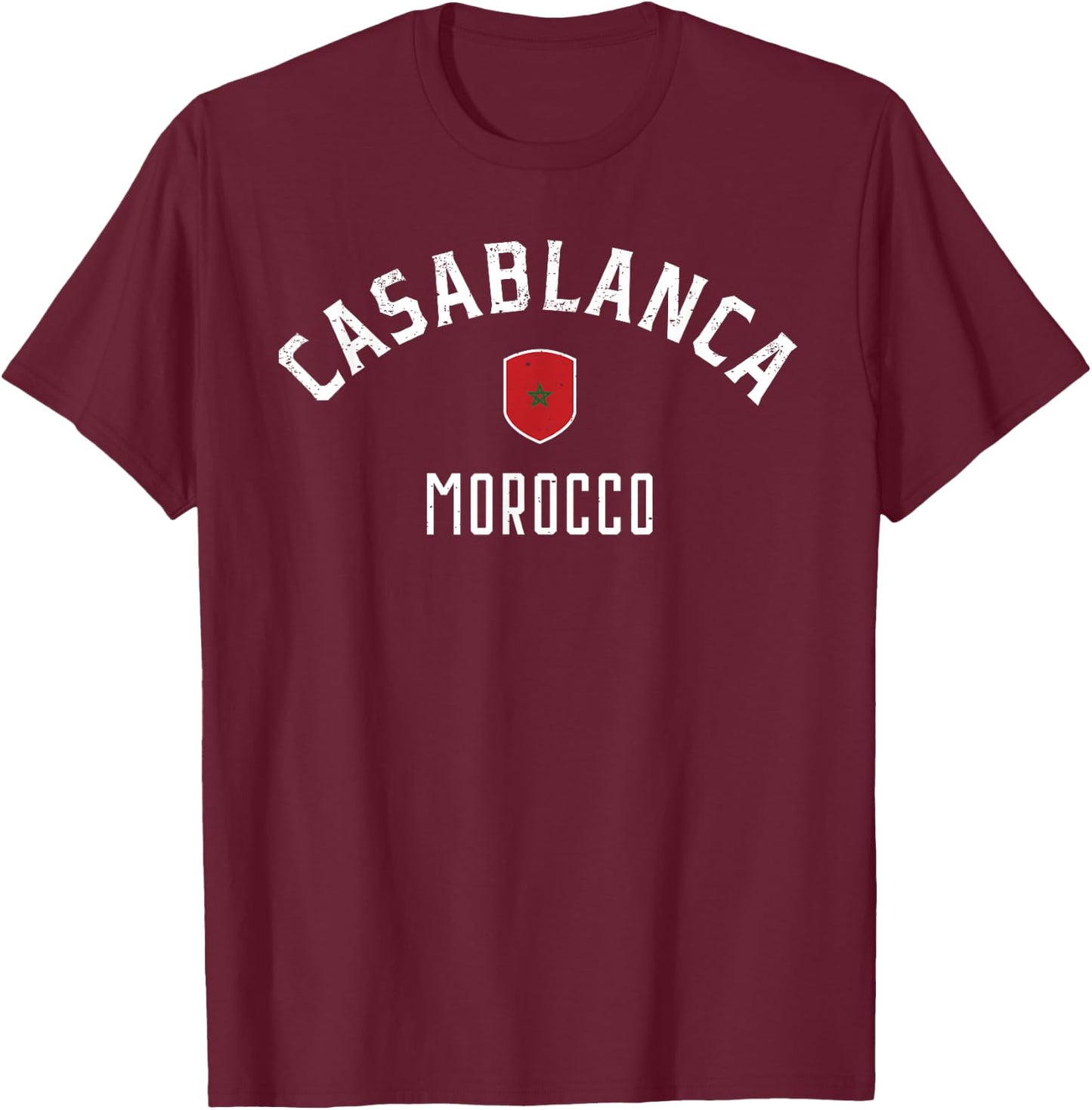 Casablanca Morocco - Moroccan Flag Casablanca T-Shirt - T-Shirt | Maroon