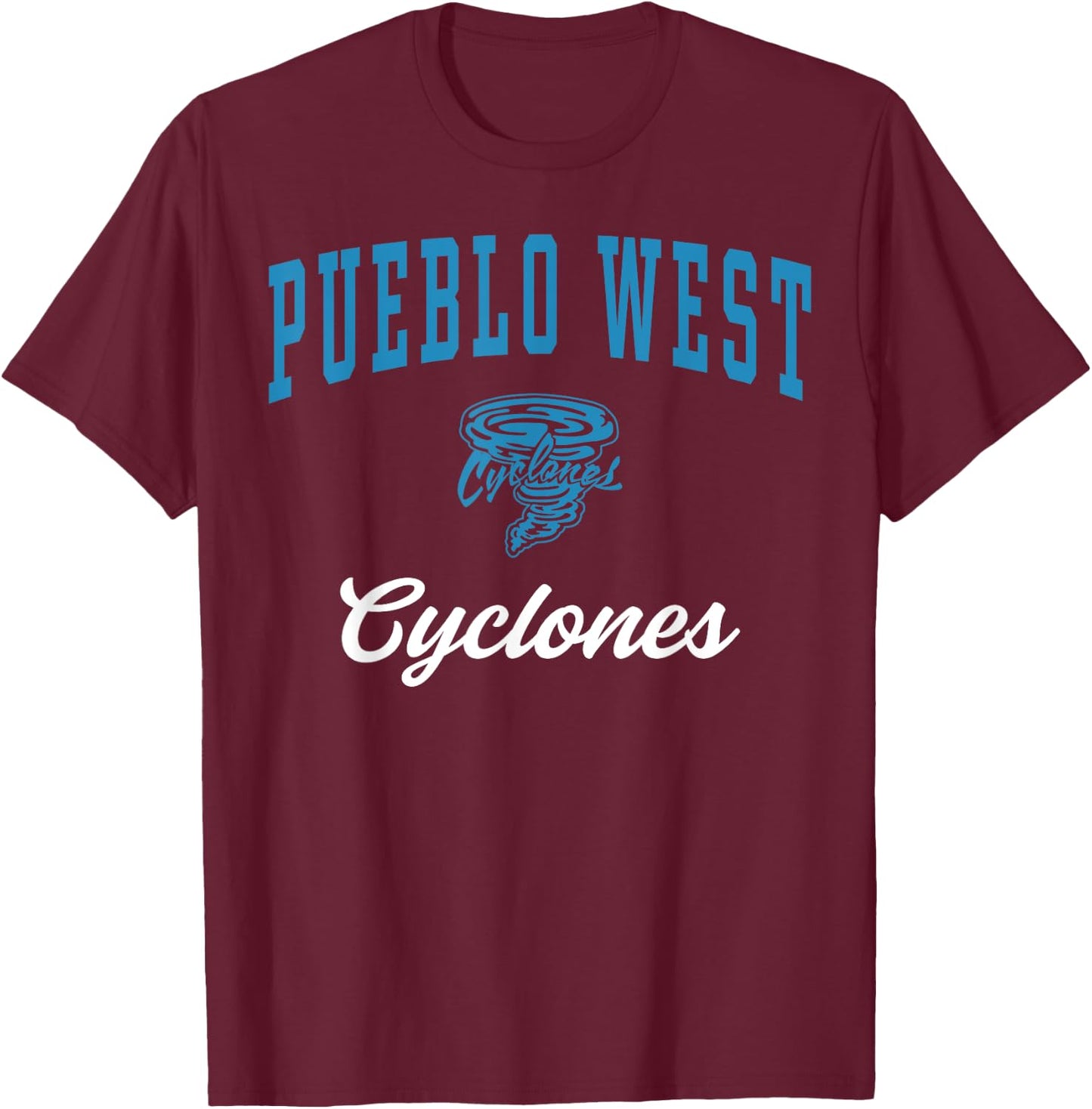 Pueblo West High School Cyclones C3 T-Shirt - T-Shirt | Maroon