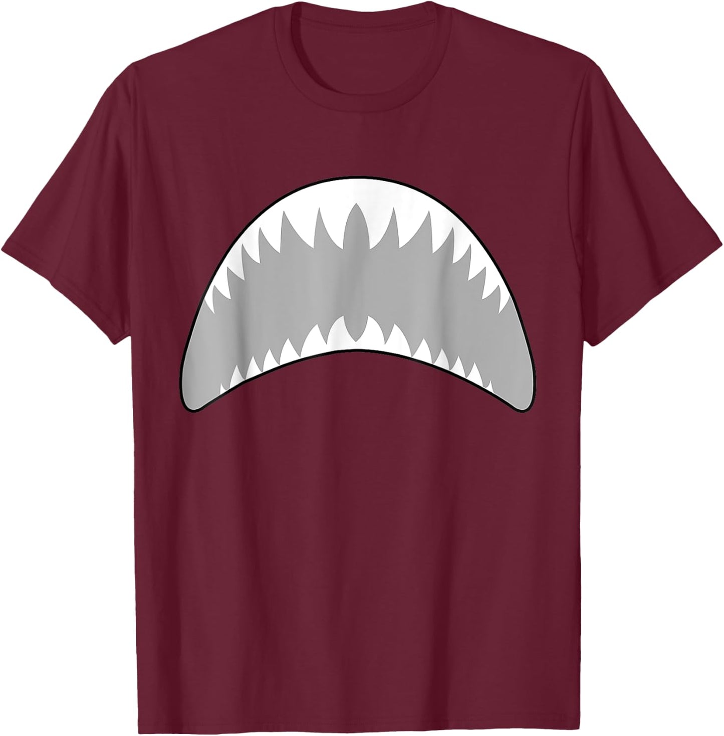 Shark Mo-uth Ja-w Costume Lazy Easy For Halloween Party T-Shirt - T-Shirt | Maroon