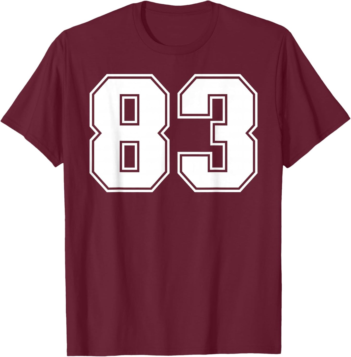 83 Number Eighty-Three Team Sports Graphic Varsity Matching T-Shirt - T-Shirt | Maroon
