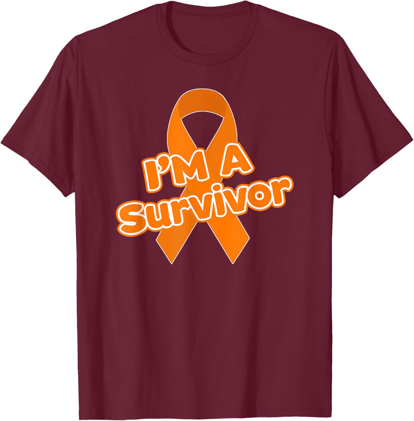 Kidney Cancer Awareness Survivor Gift Orange Ribbon T-Shirt - T-Shirt | Maroon