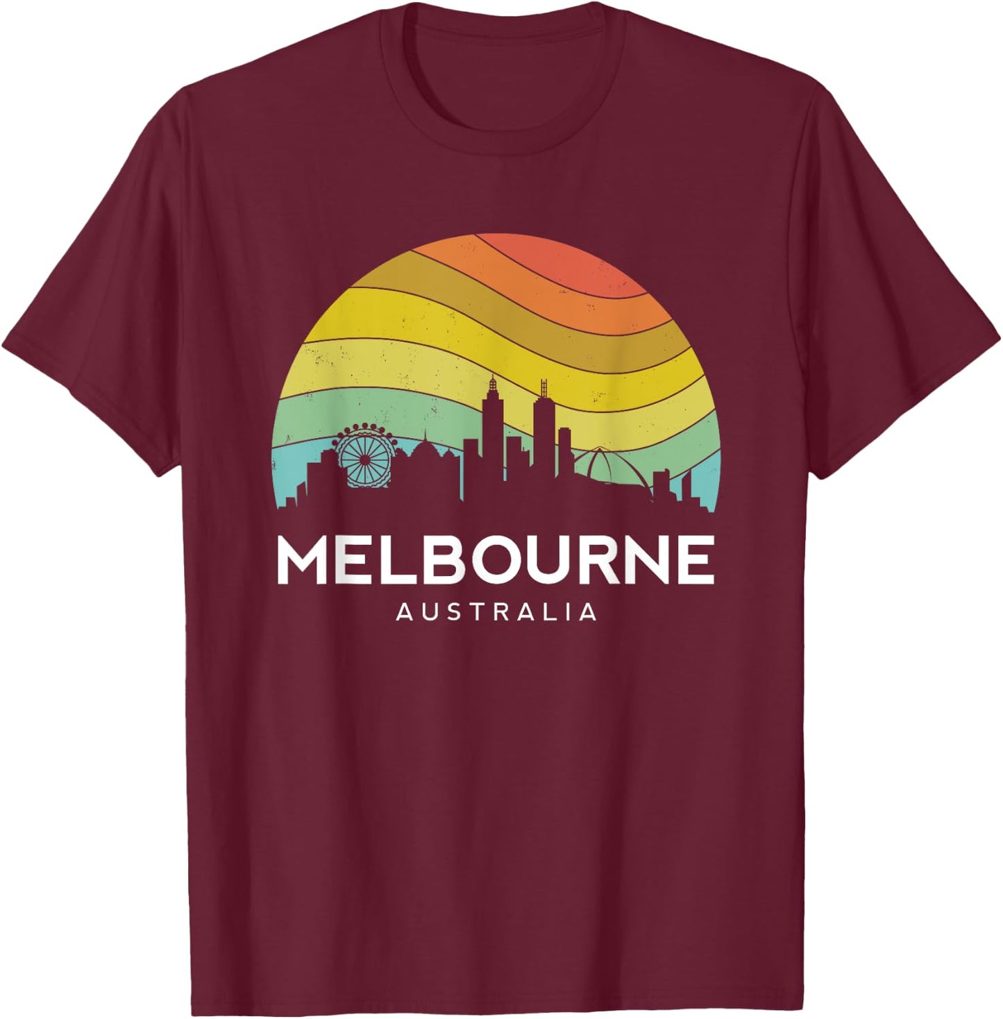 Melbourne Australia Retro Vintage Flag Outback Kangaroo Mate T-Shirt - T-Shirt | Maroon
