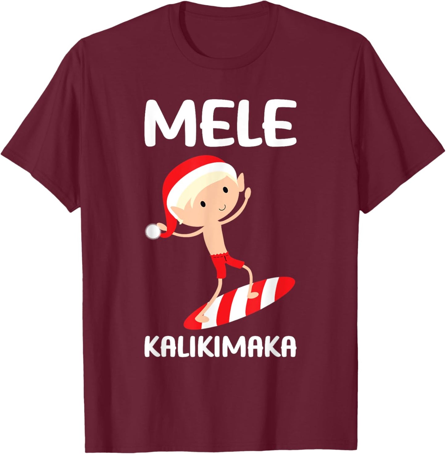 Mele Kalikimaka Hawaiian Christmas Surfing Kids Boys Hawaii T-Shirt - T-Shirt | Maroon