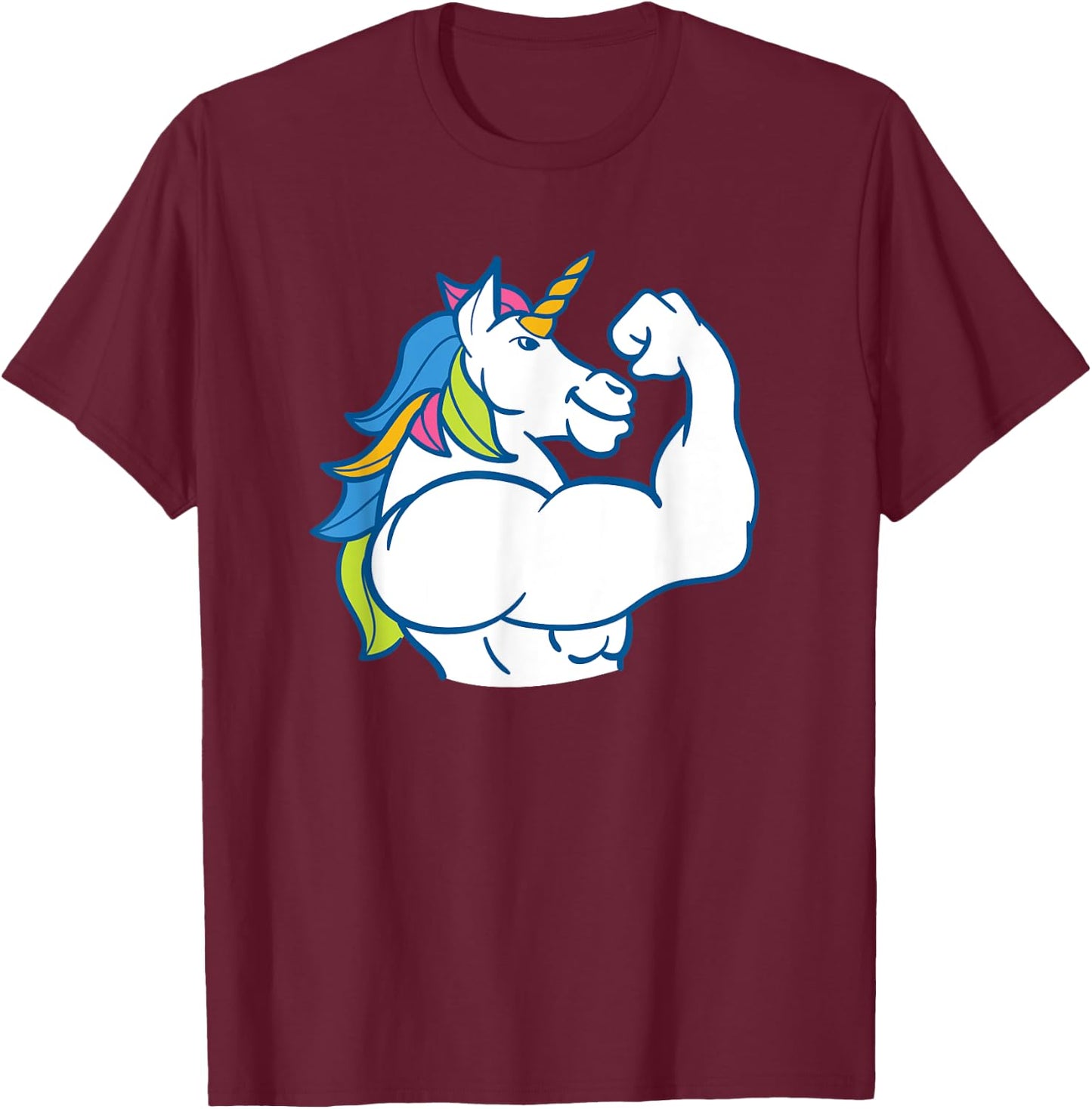 Muscular Unicorn - Funny Magical Fitness Bodybuilder Dad T-Shirt - T-Shirt | Maroon