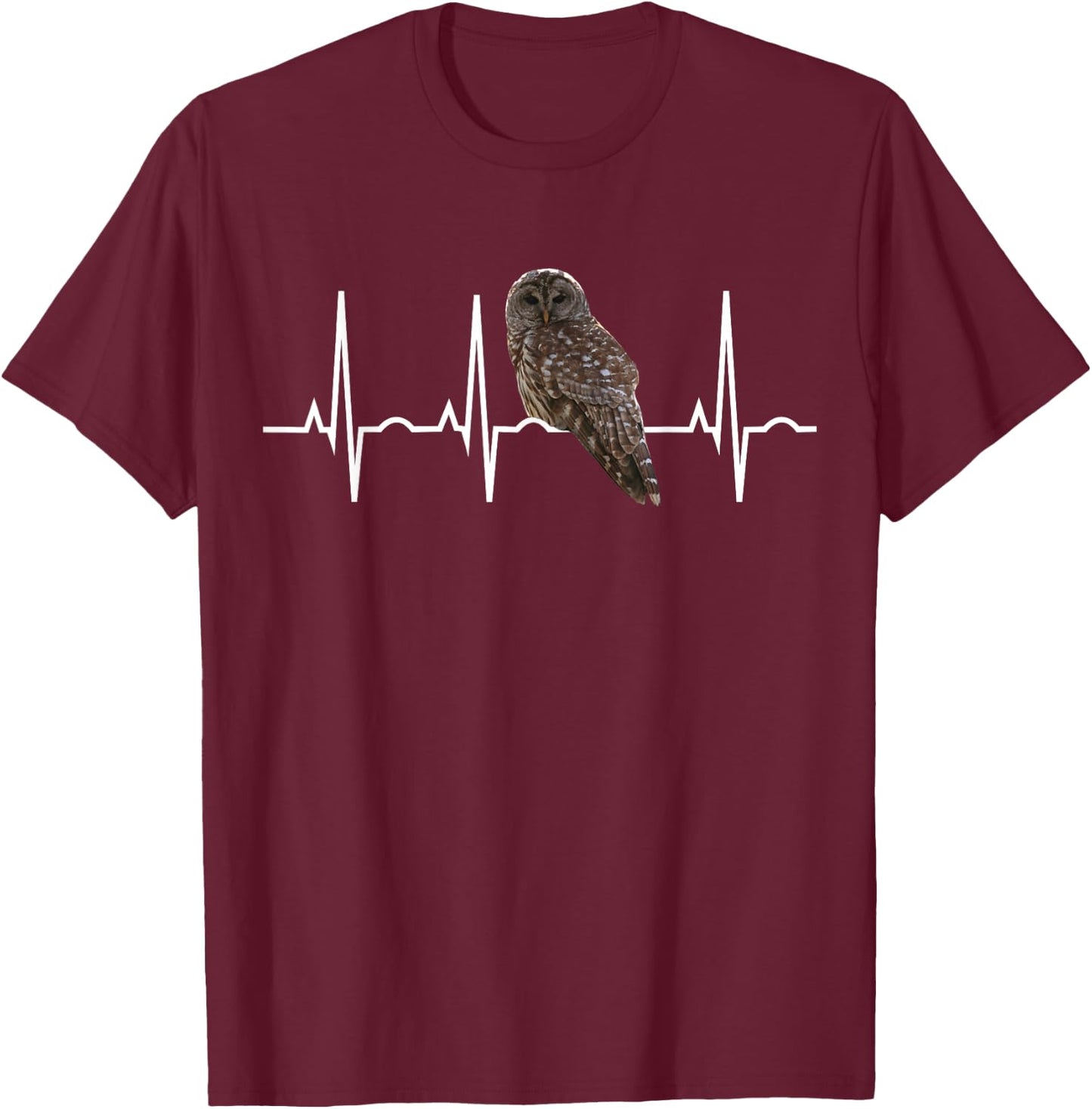 Barred Owl Shirt - Birder Heartbeat Gift Bird Lovers T-Shirt - T-Shirt | Maroon