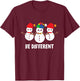 Be Different Christmas Autism Awareness Snowman Xmas Gift T-Shirt - T-Shirt | Maroon