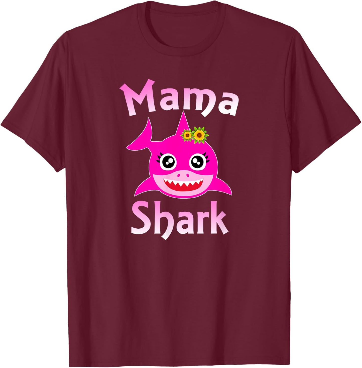 Mama Shark Funny Mom Gift T-Shirt - T-Shirt | Maroon