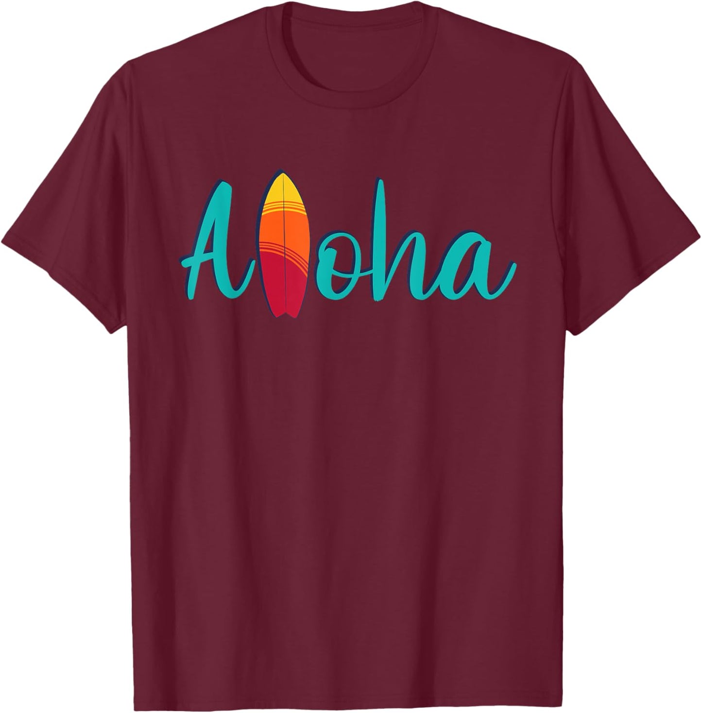Aloha Hawaiian Hawaii Tropical Beach Surf T-Shirt - T-Shirt | Maroon