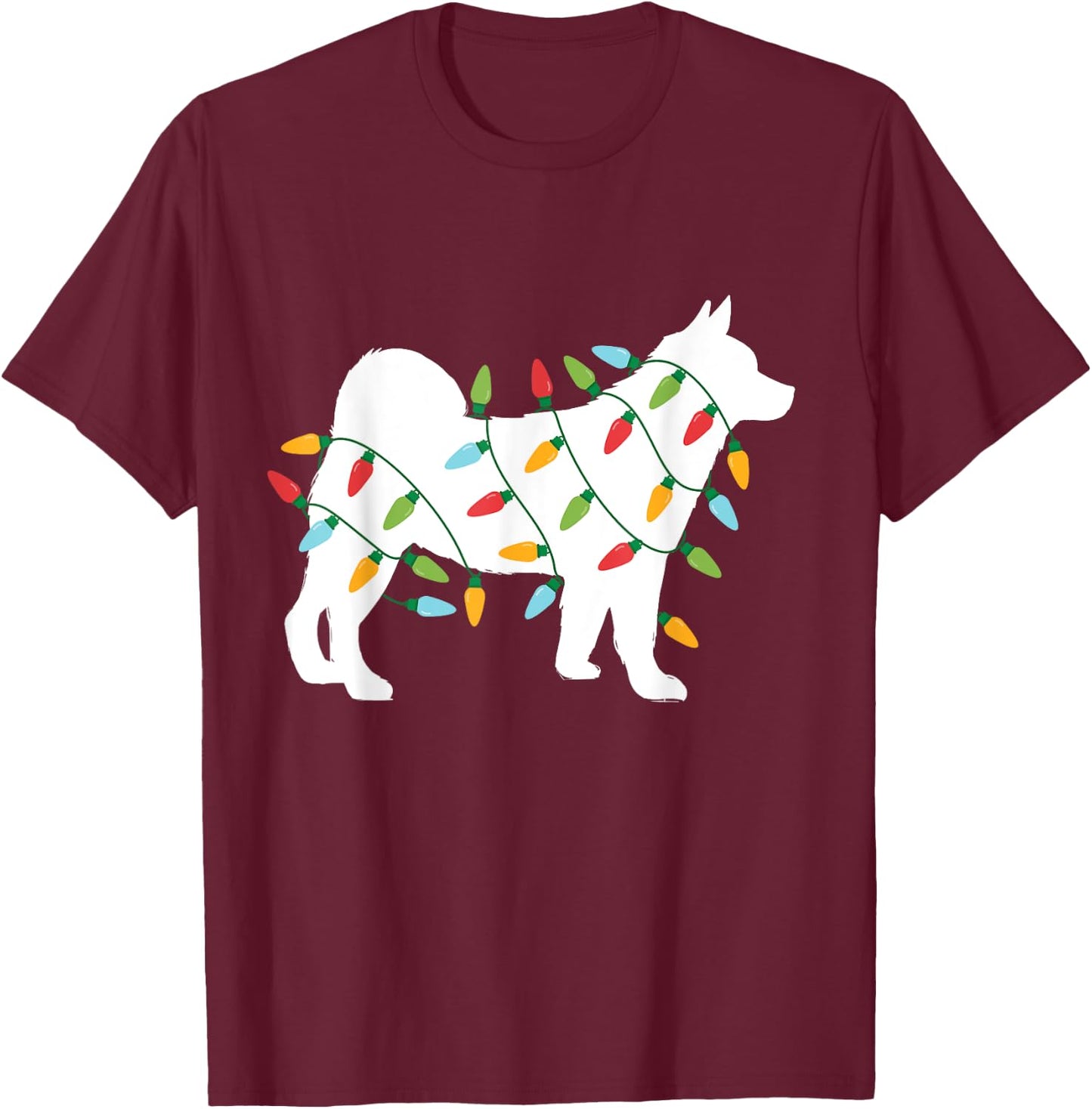 Christmas Lights Akita T Shirt Cute Gifts for Dog Lovers T-Shirt - T-Shirt | Maroon