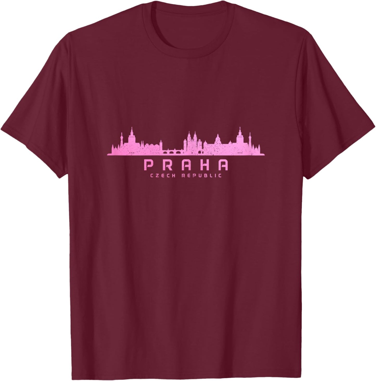 Prague Skyline Czech Republic Praha Souvenir T-Shirt - T-Shirt | Maroon