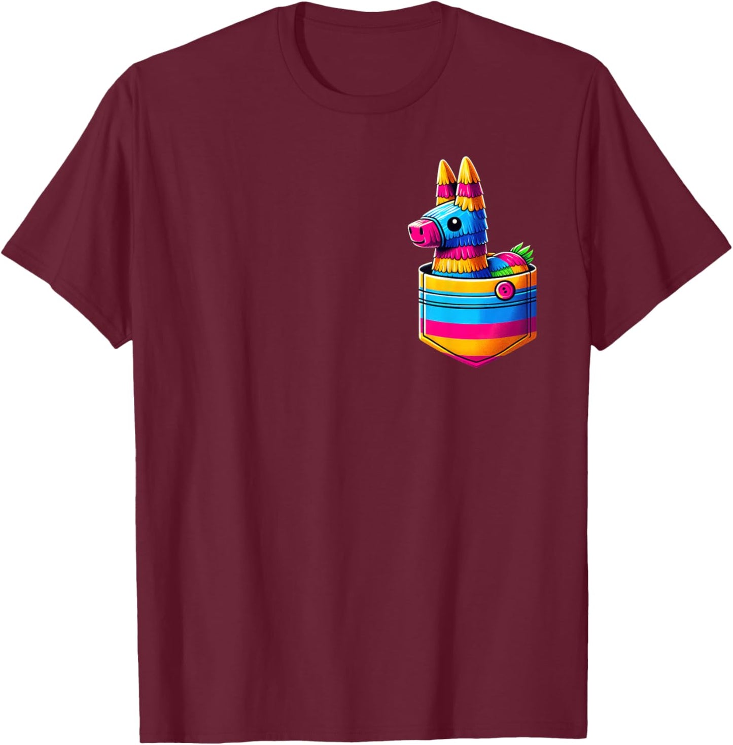 Pocket Pinata Serape Cinco De Mayo Mexican Fiesta Party Kids T-Shirt - T-Shirt | Maroon