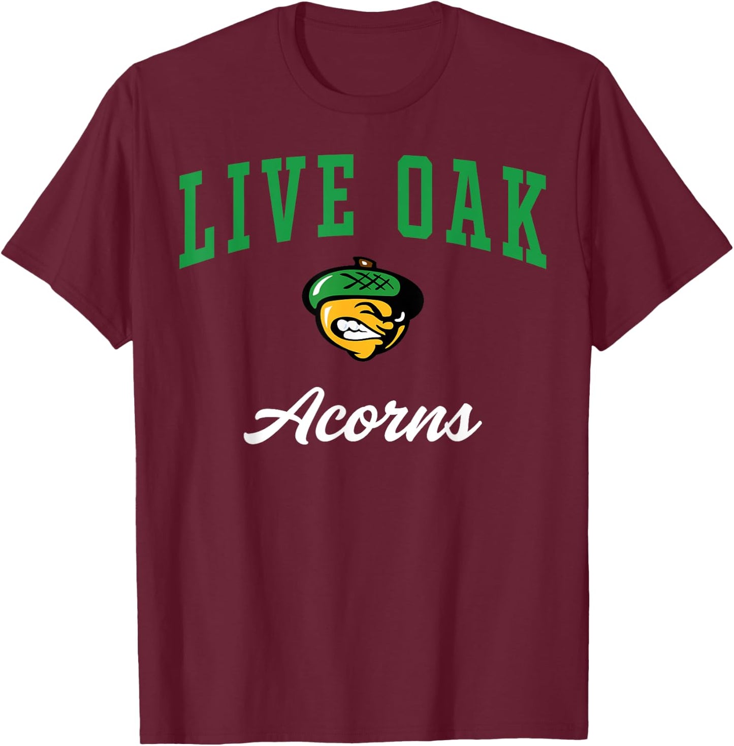 Live Oak High School Acorns C3 T-Shirt - T-Shirt | Maroon