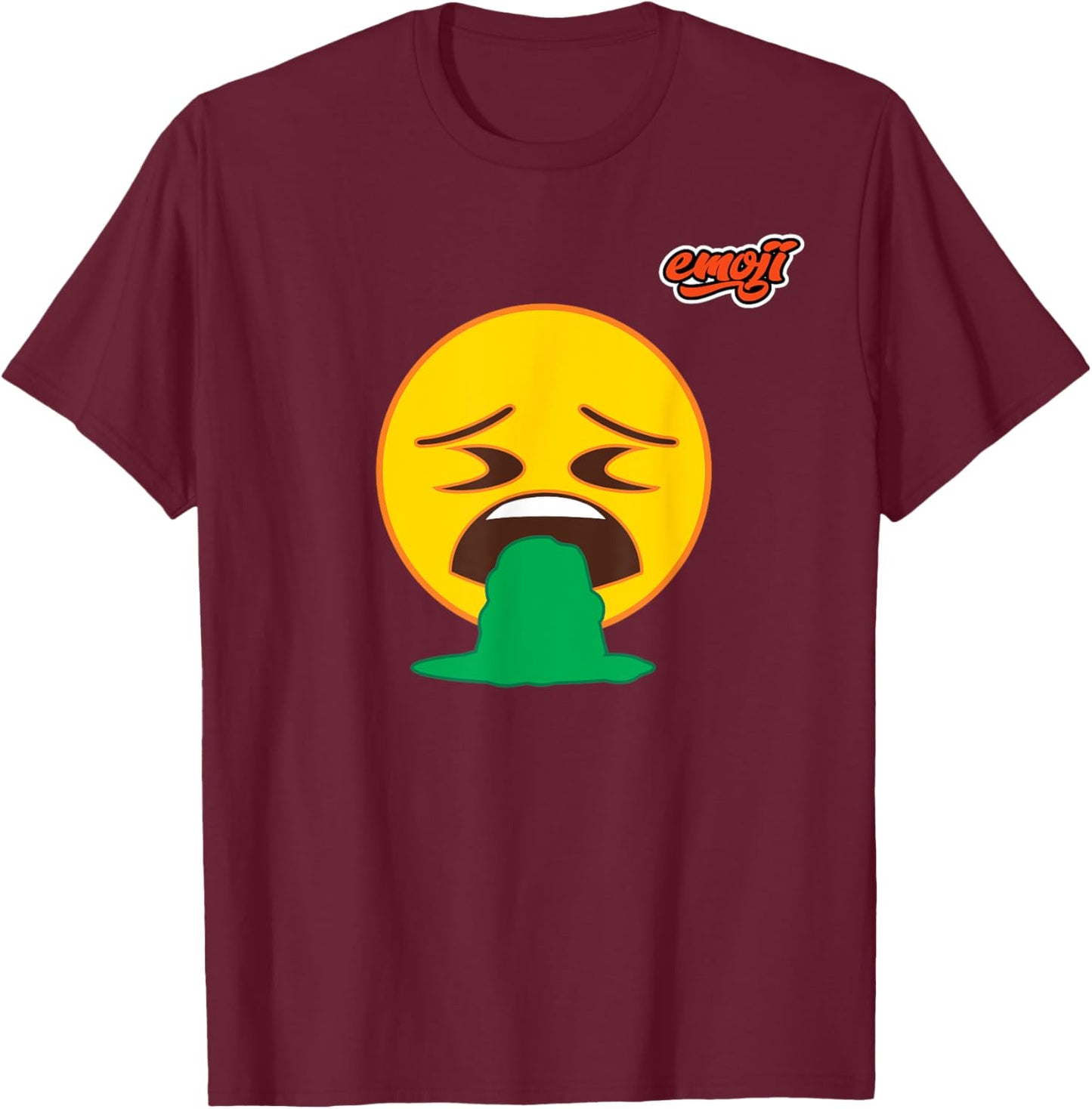 nauseous face vomiting Flat T-Shirt - T-Shirt | Maroon