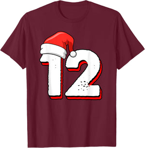 12th Birthday Christmas Number 12 Years Old Birthday T-Shirt - T-Shirt | Maroon