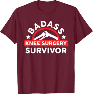 Funny Knee Replacement Titanium Bionic Surgery Get Well Gift T-Shirt - T-Shirt | Maroon