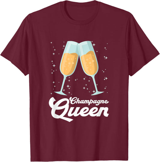 Champagne Queen | Party Birthday T-Shirt - T-Shirt | Maroon