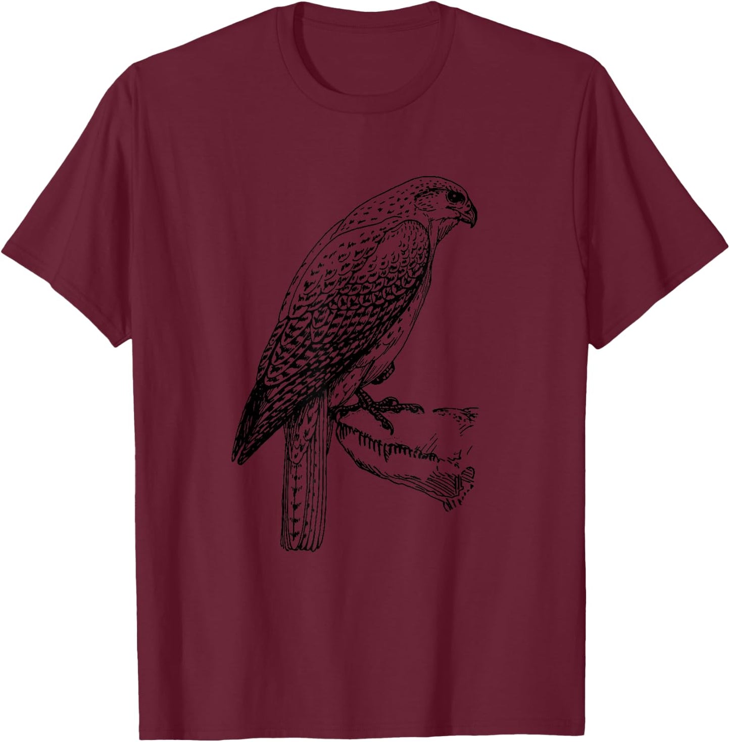 Falcon Gyrfalcon Bird Graphic Birding Ornithologist T-Shirt - T-Shirt | Maroon