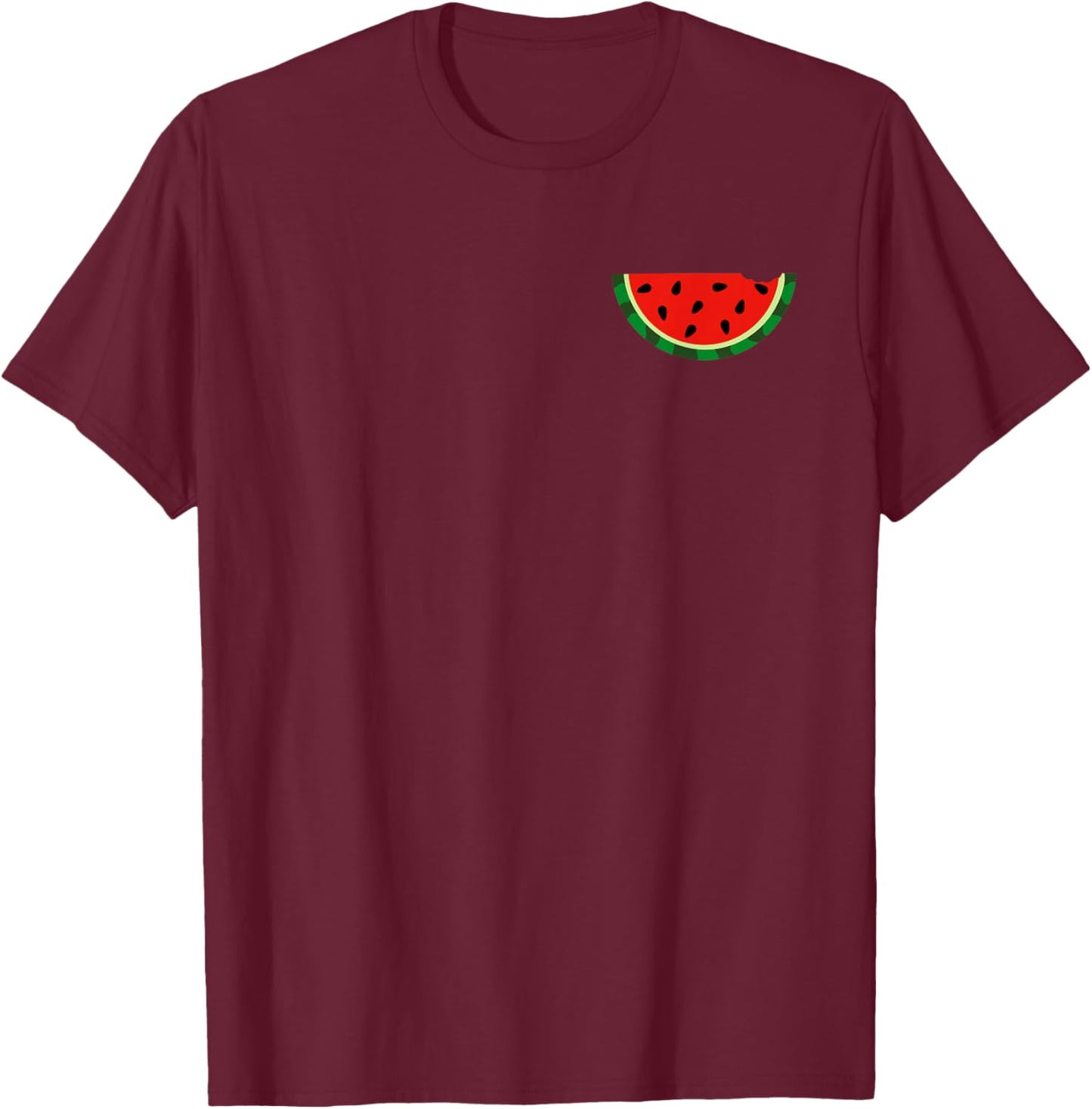 Watermelon In Pocket Cute Watermelon , Black, S T-Shirt - T-Shirt | Maroon