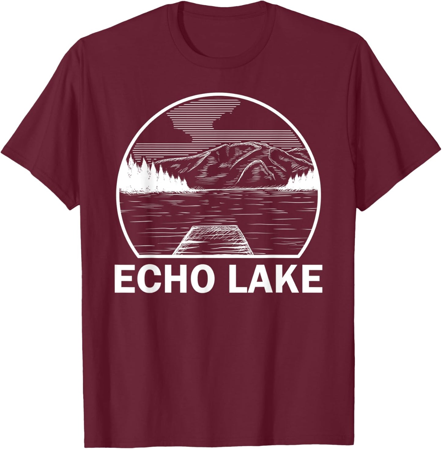 ECHO LAKE VERMONT Funny Fishing Camping Summer Gift T-Shirt - T-Shirt | Maroon