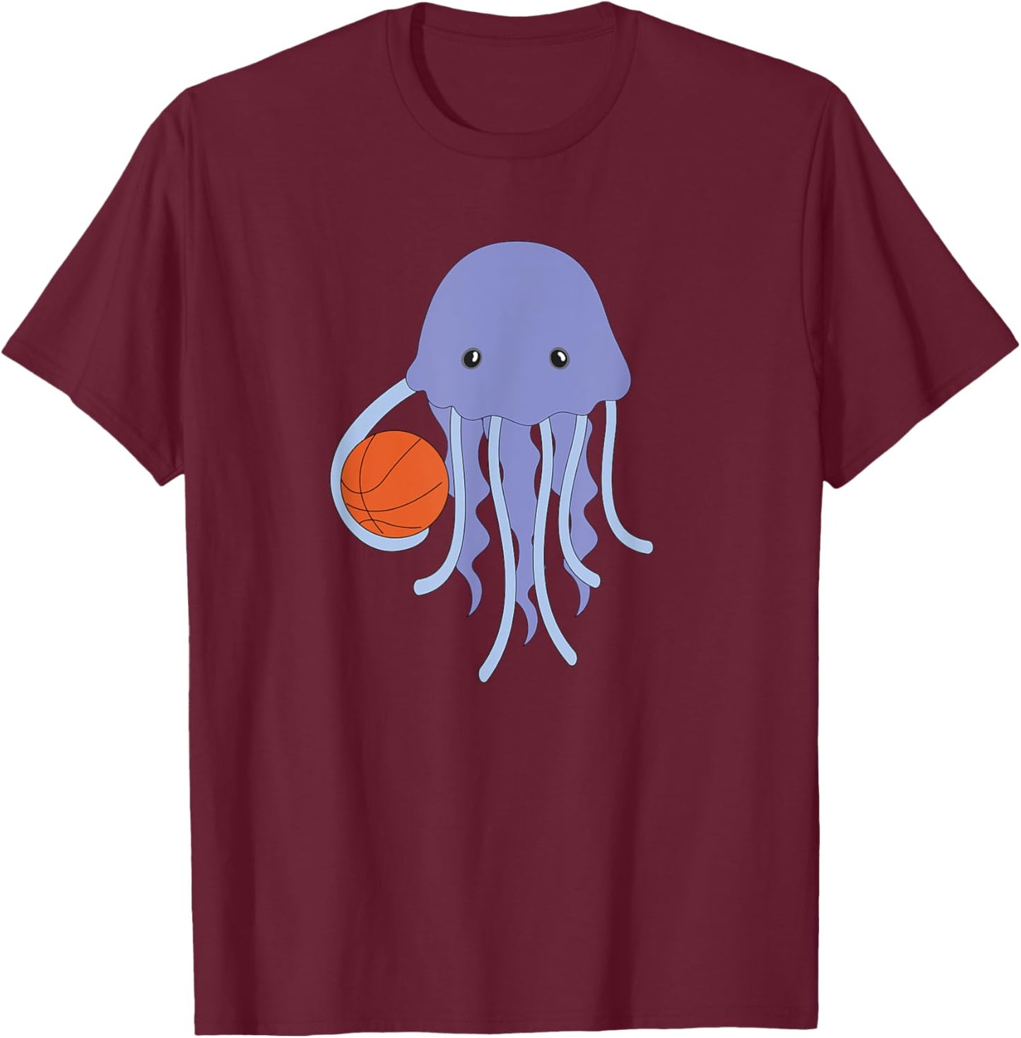 Jellyfish Playing Basketball Octopus Basketball Player T-Shirt - T-Shirt | Maroon