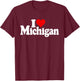 I Love Heart Michigan T-Shirt - T-Shirt | Maroon