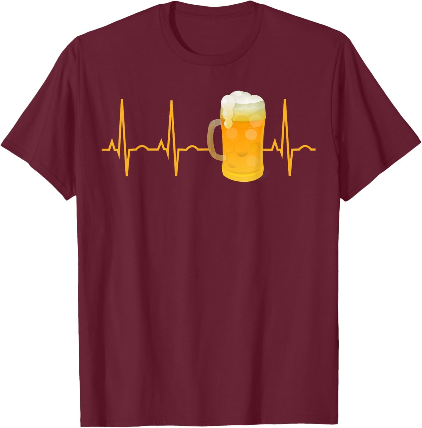 Beer Lover Gift Shirt Beer Heartbeat & Women T-Shirt - T-Shirt | Maroon