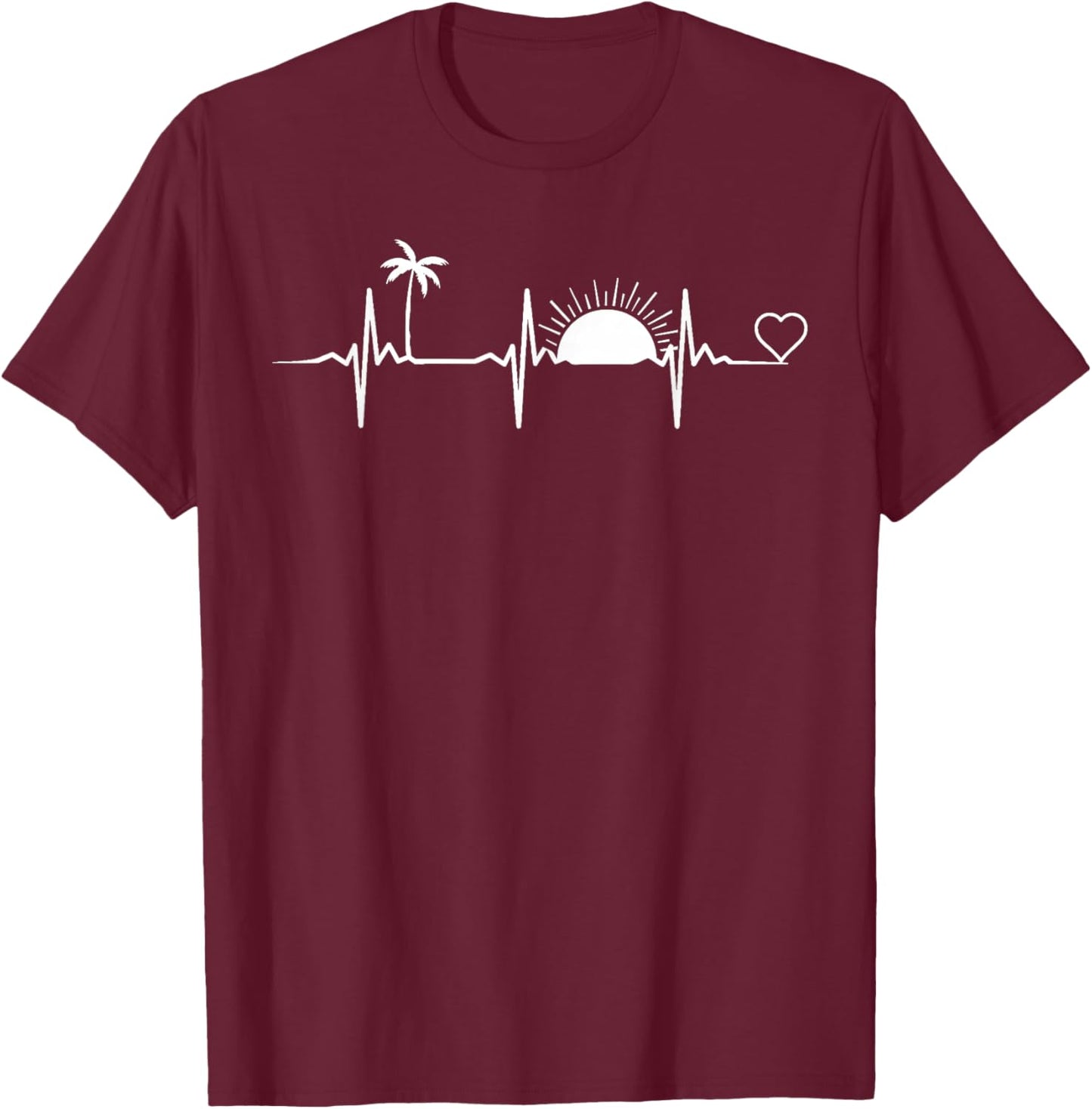 Life Is Really Good Beach Heartbeat Summer Beach Vacation T-Shirt - T-Shirt | Maroon
