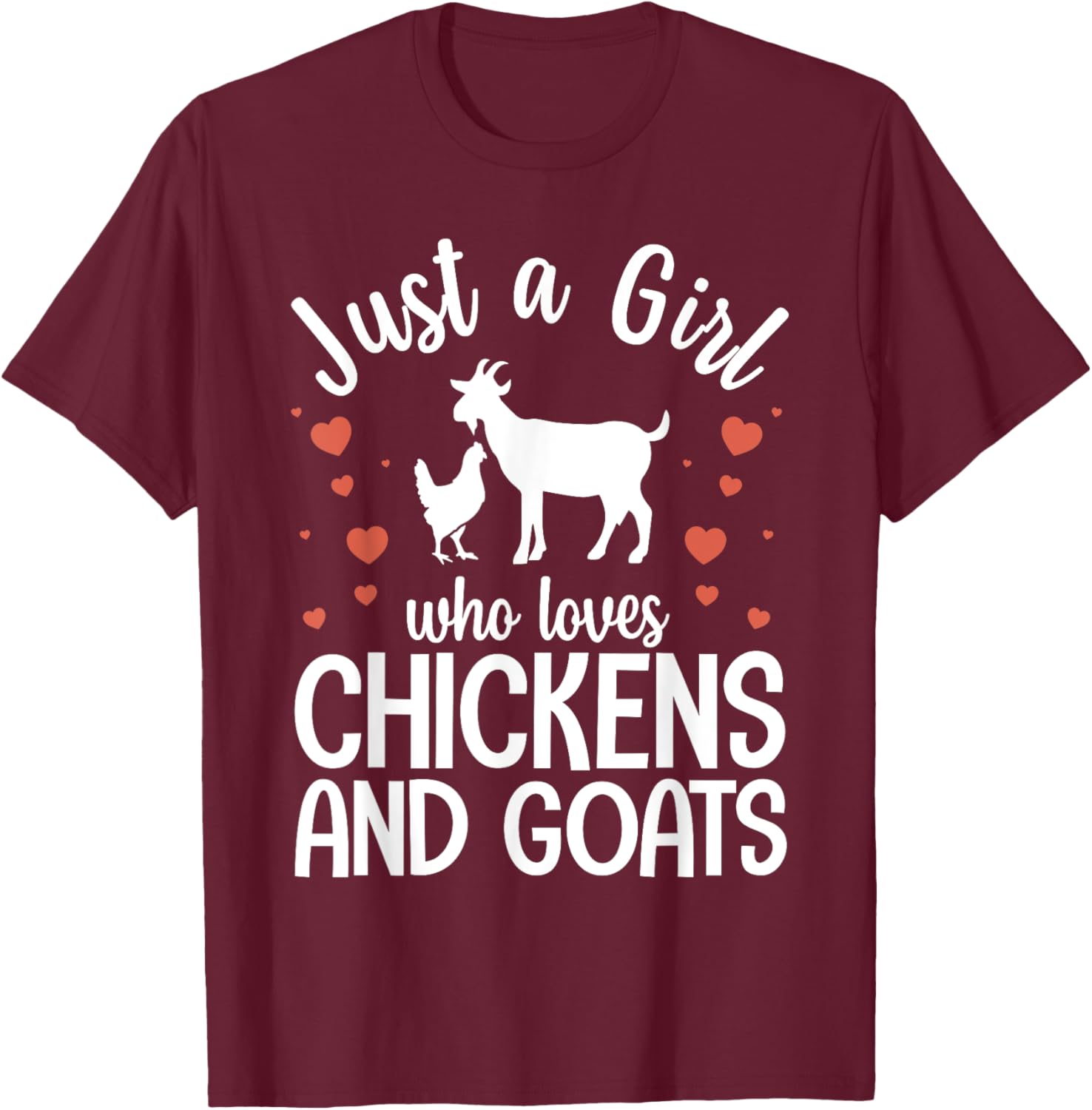 Cool Chicken Goat Design Girls Pygmy Goat Lover T-Shirt - T-Shirt | Maroon