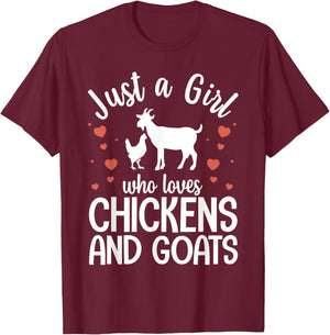 Cool Chicken Goat Design Girls Pygmy Goat Lover T-Shirt - T-Shirt | Maroon