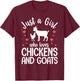 Cool Chicken Goat Design Girls Pygmy Goat Lover T-Shirt - T-Shirt | Maroon