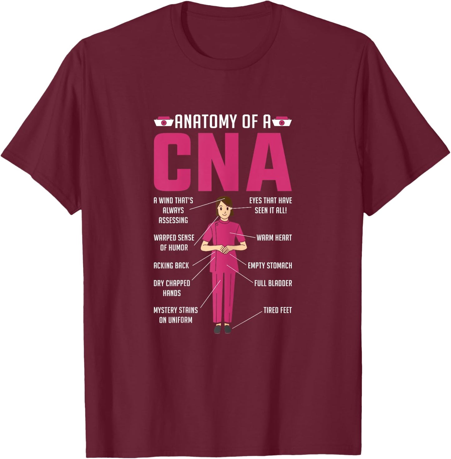 Anatomy of a Cna Nurse Day Nursing T-Shirt - T-Shirt | Maroon