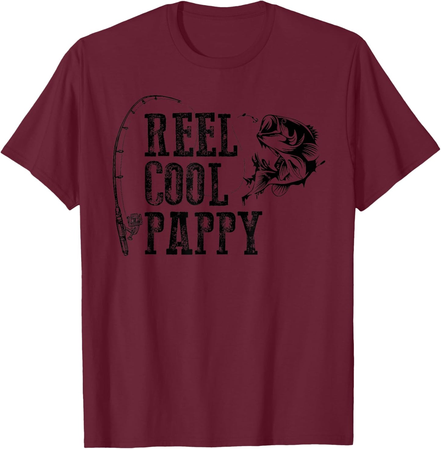 Pappy Fishing: Reel Cool Pappy Funny Gift T-Shirt - T-Shirt | Maroon