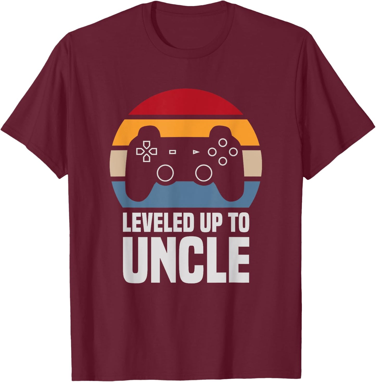 Leveled Up To Uncle Gift Gamer Gaming Pregnancy Announcement T-Shirt - T-Shirt | Maroon