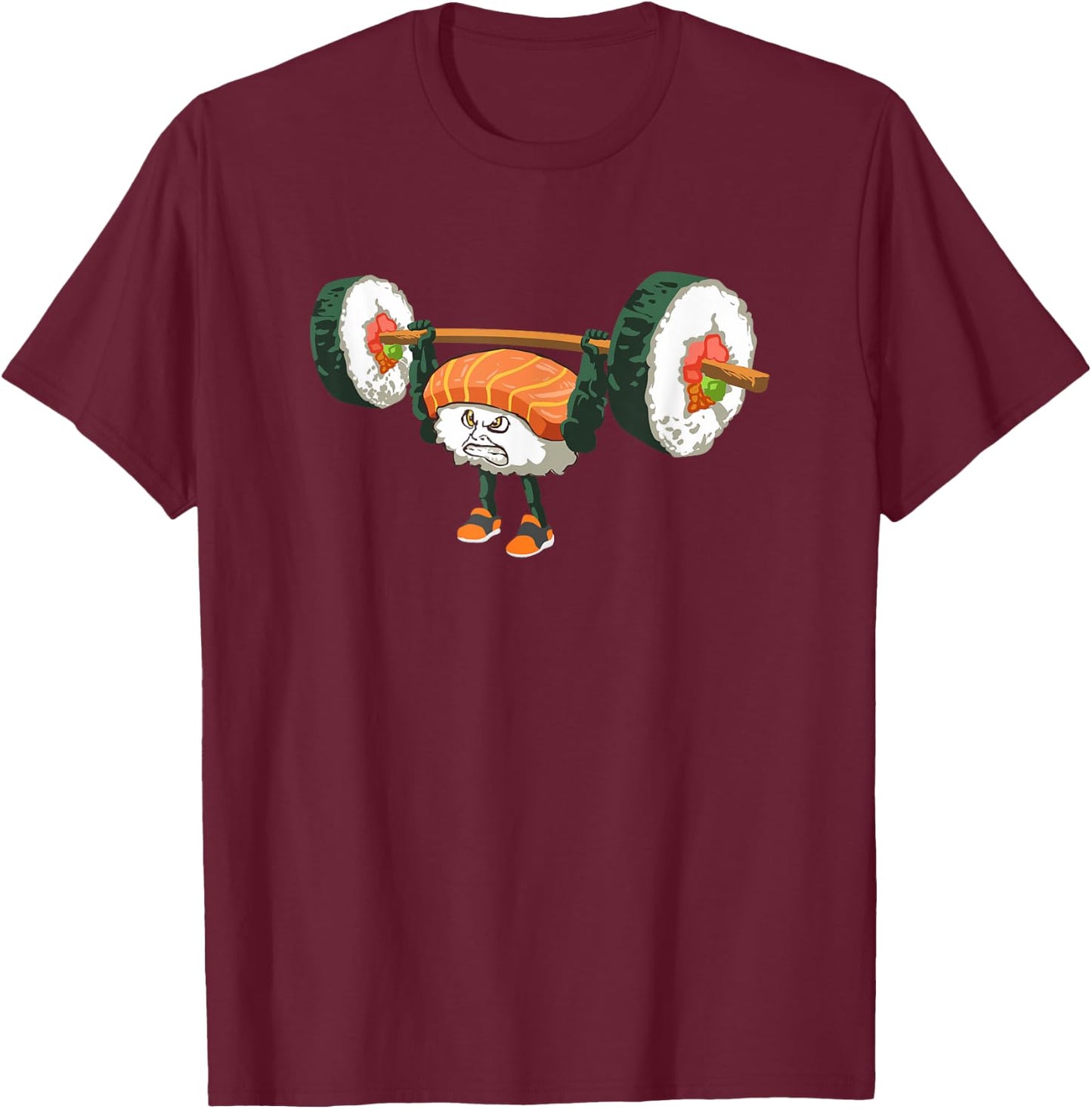 Funny Bodybuilder Sushi Lifting Weights Gift T-Shirt - T-Shirt | Maroon