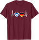 Schottland Deutschland Vintage Herzschlag Flagge Schotte T-Shirt - T-Shirt | Maroon