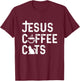 Christian Jesus, Coffee, Cats - Religous Cat Caffeine Lover Men Women Girls Kids T-Shirt - T-Shirt | Maroon