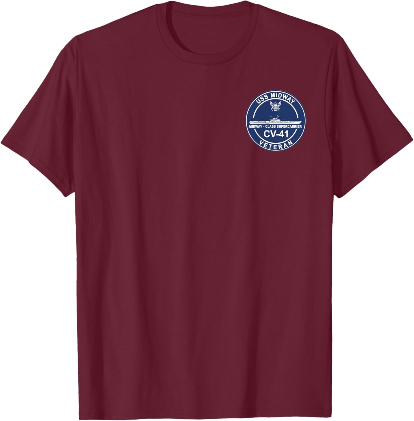 USS Midway CV 41 Aircraft Carrier Veteran Flag Patriotic Men T-Shirt - T-Shirt | Maroon