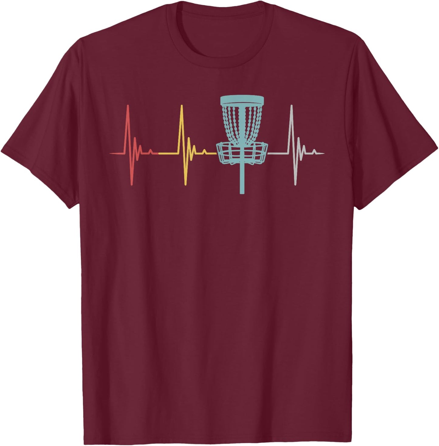 Disc golf retro heartbeat gift frisbee player par Gift T-Shirt - T-Shirt | Maroon